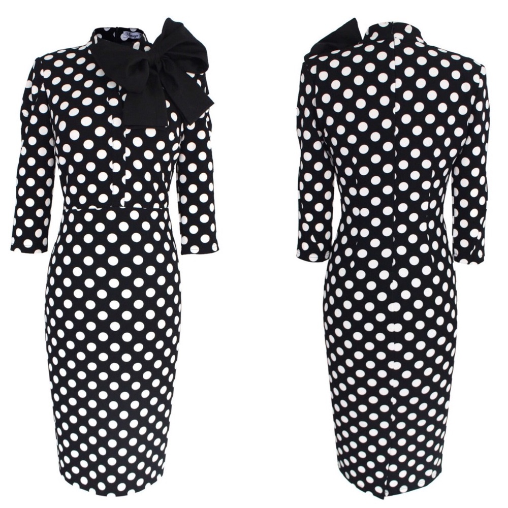 Vintage Bowknot Body-Con Stretch Dress